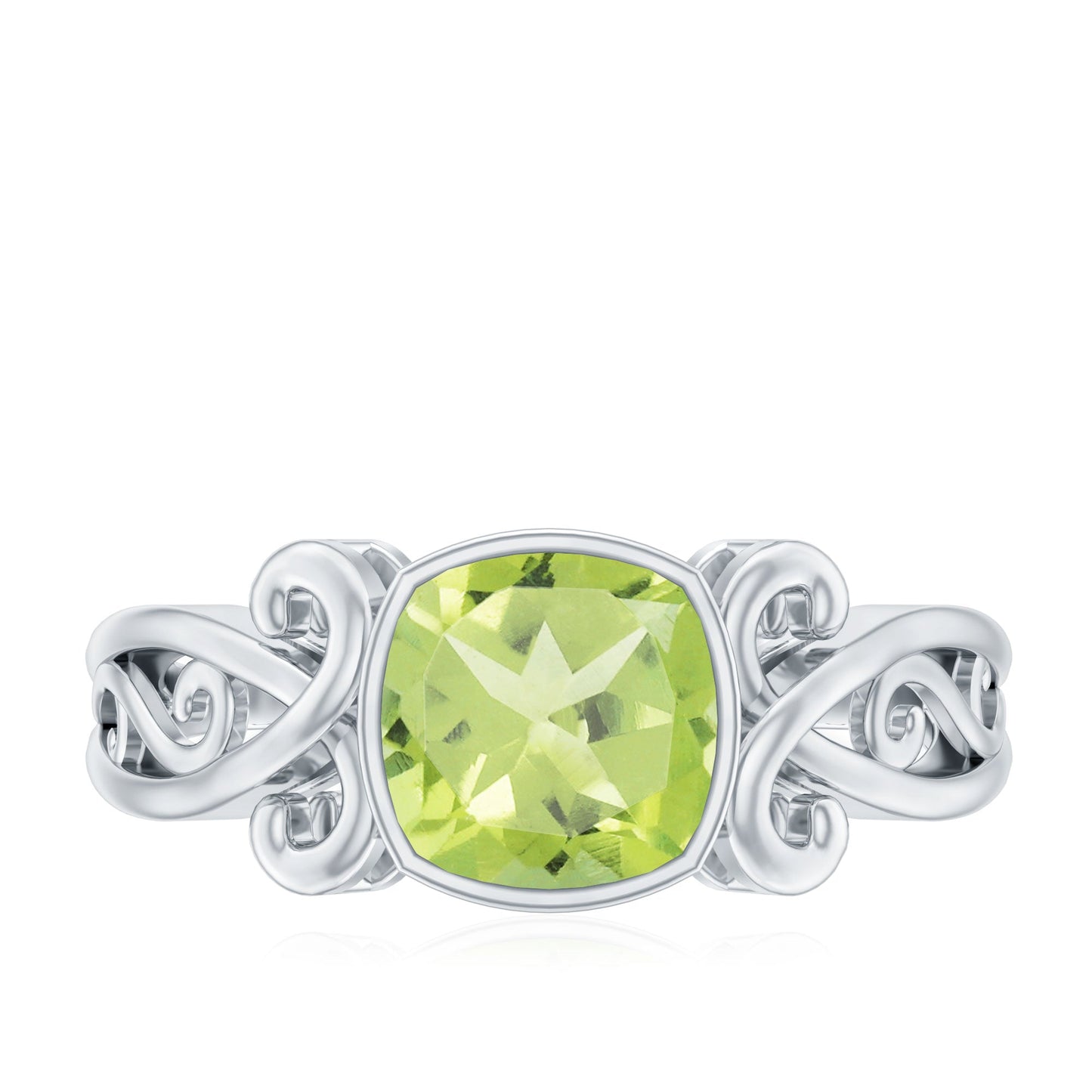 Vintage Style 2 Carat Peridot Cushion Cut Engagement Ring