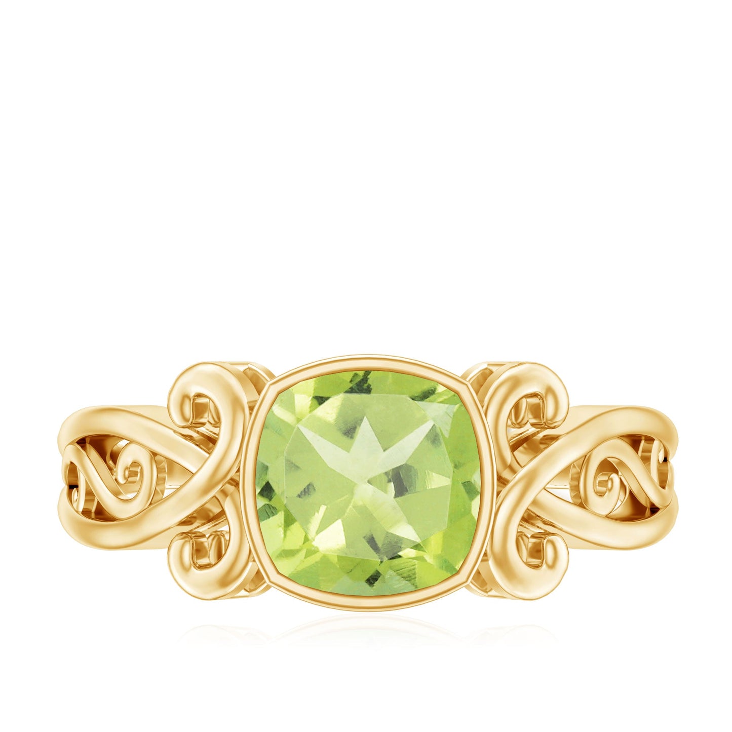 Vintage Style 2 Carat Peridot Cushion Cut Engagement Ring