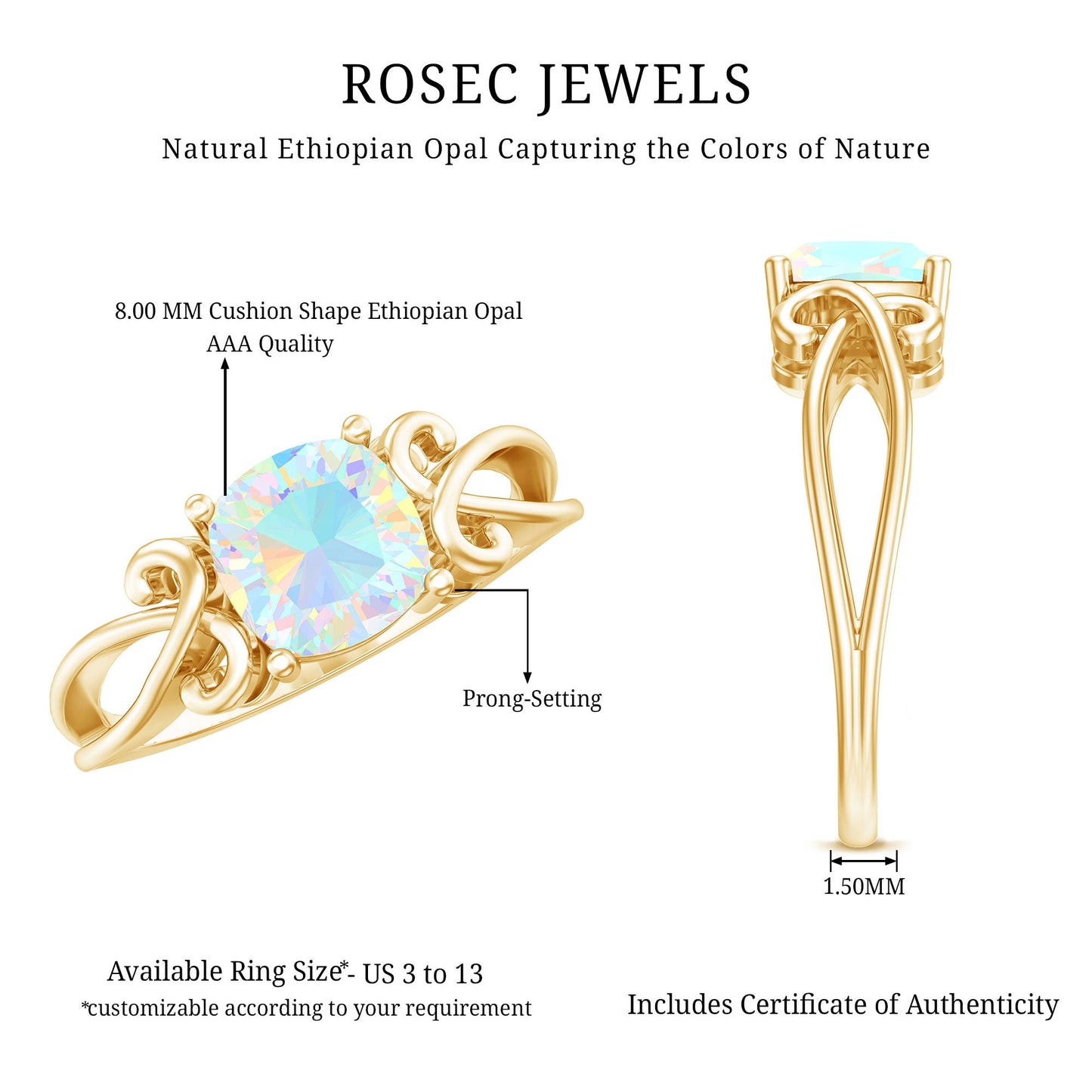 1.8 Carat Ethiopian Opal Vintage Engagement Ring With Certificate