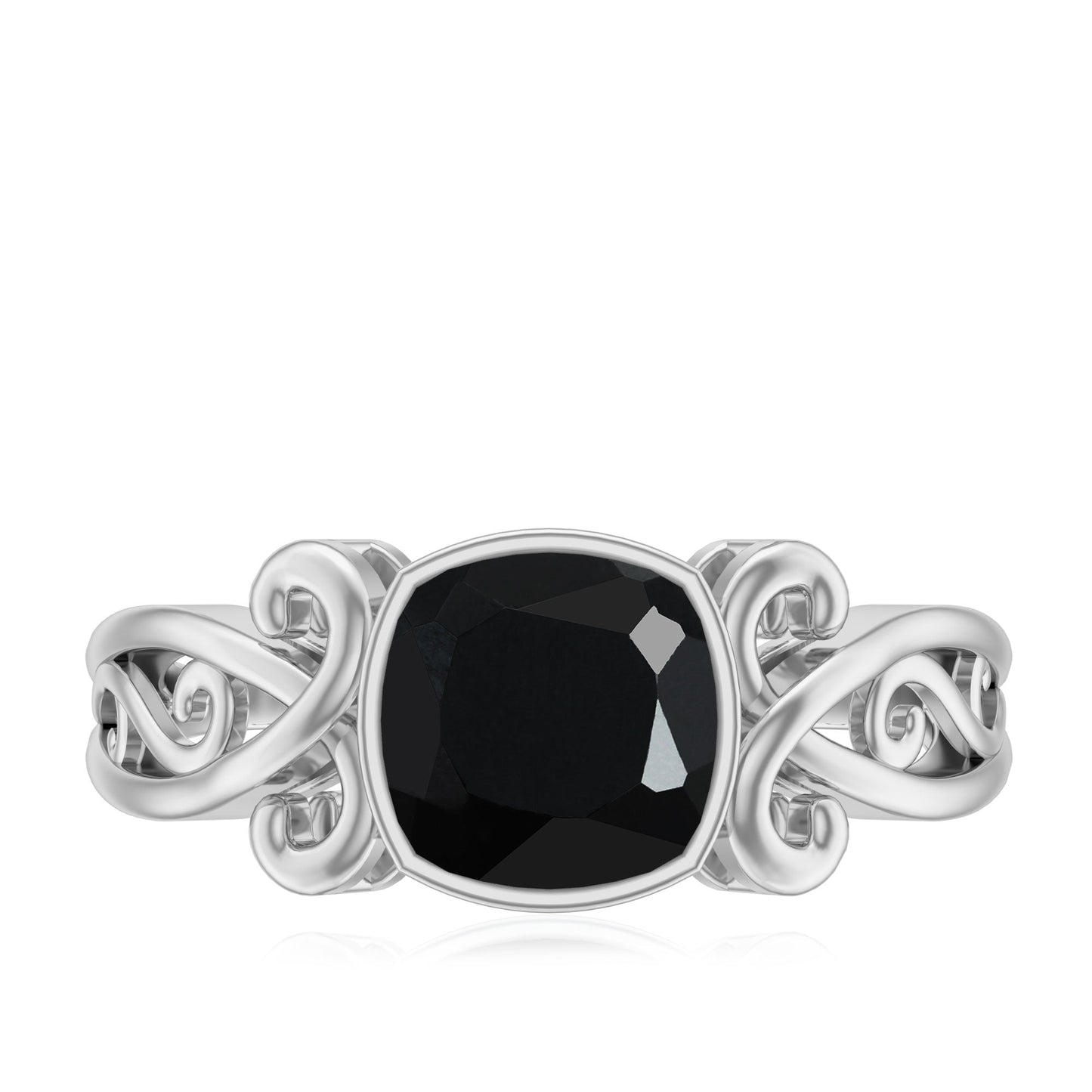 2 Carat Cushion Cut Black Onyx Vintage Engagement Ring For Women