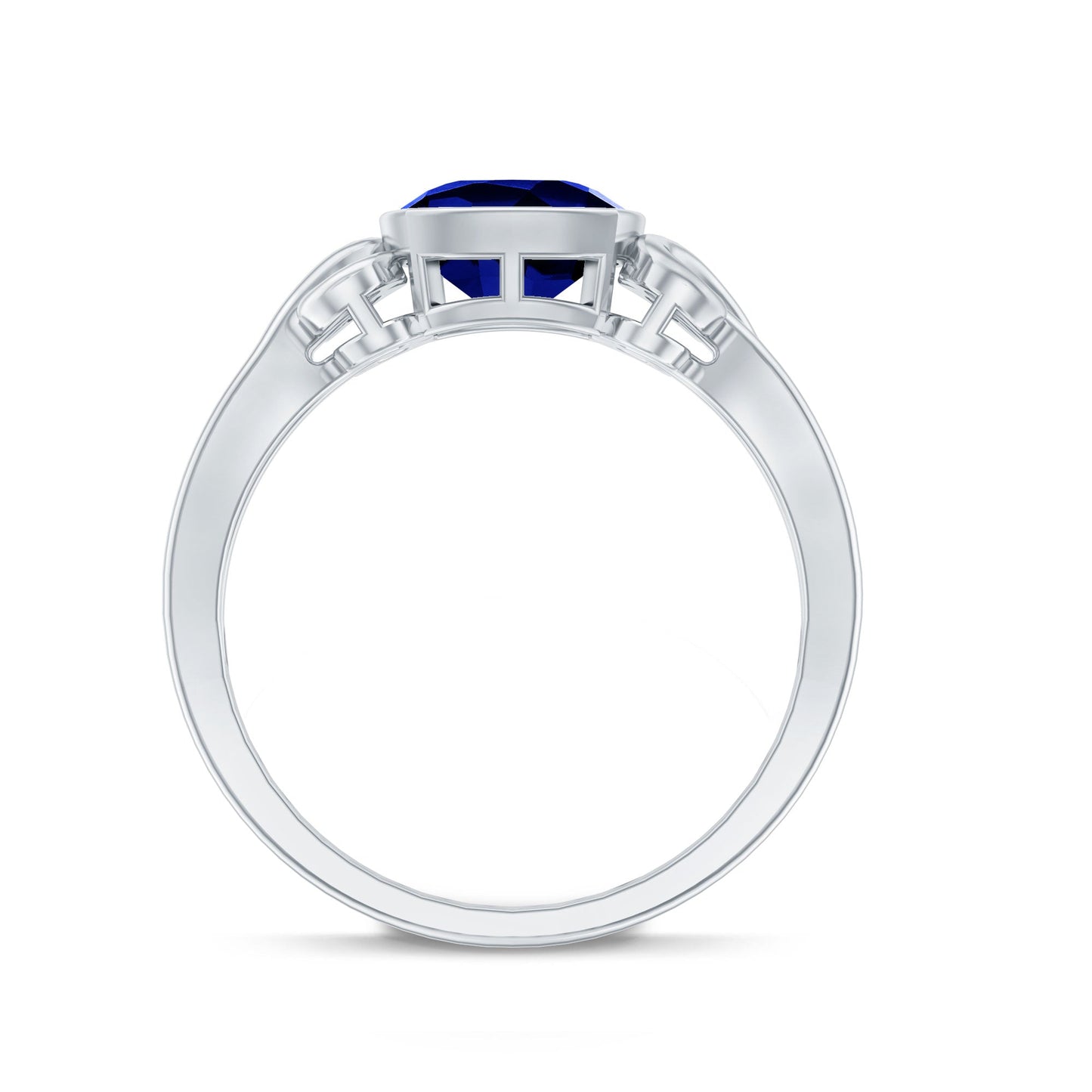Vintage Style 2.75 Carat Cushion Cut Lab Grown Blue Sapphire Engagement Ring