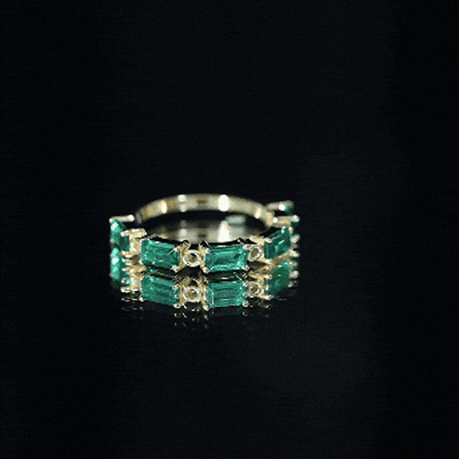 Baguette Cut Lab Grown Emerald Eternity Wedding Band