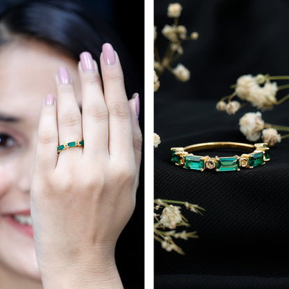 Baguette Cut Lab Grown Emerald Eternity Wedding Band