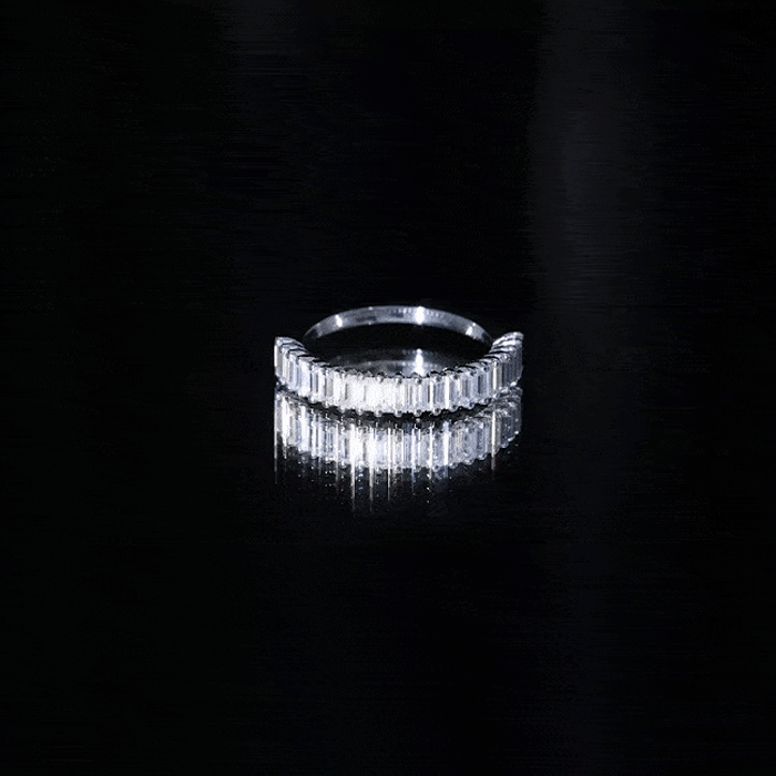 Certified Baguette Moissanite Half Eternity Band Ring