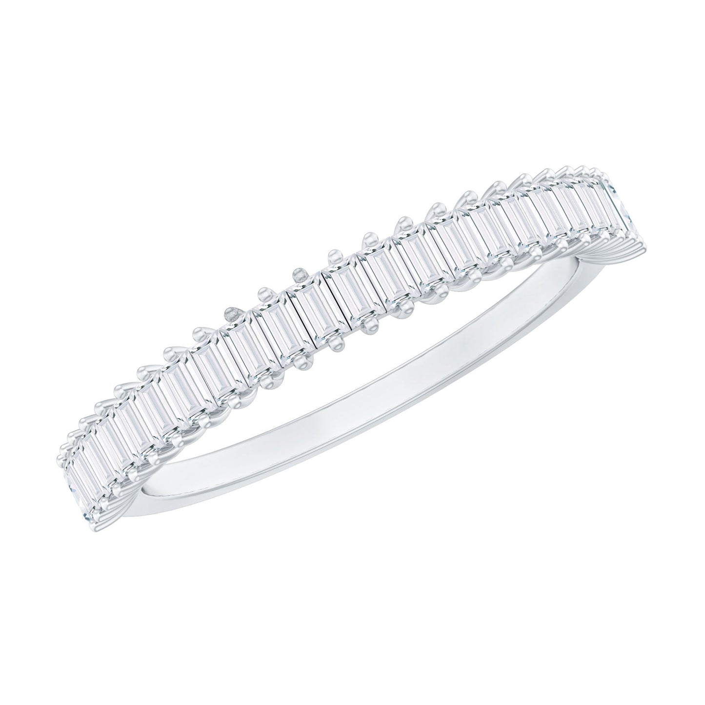 Certified Baguette Moissanite Half Eternity Band Ring