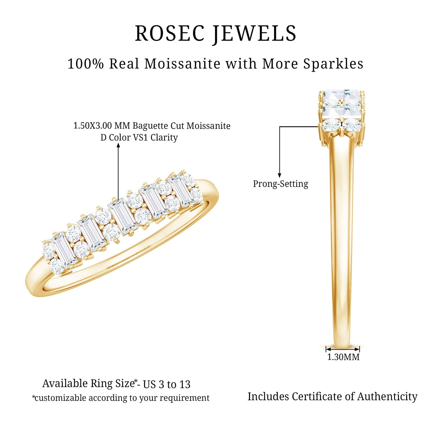 Anniversary Band Ring with Certified Moissanite Stones