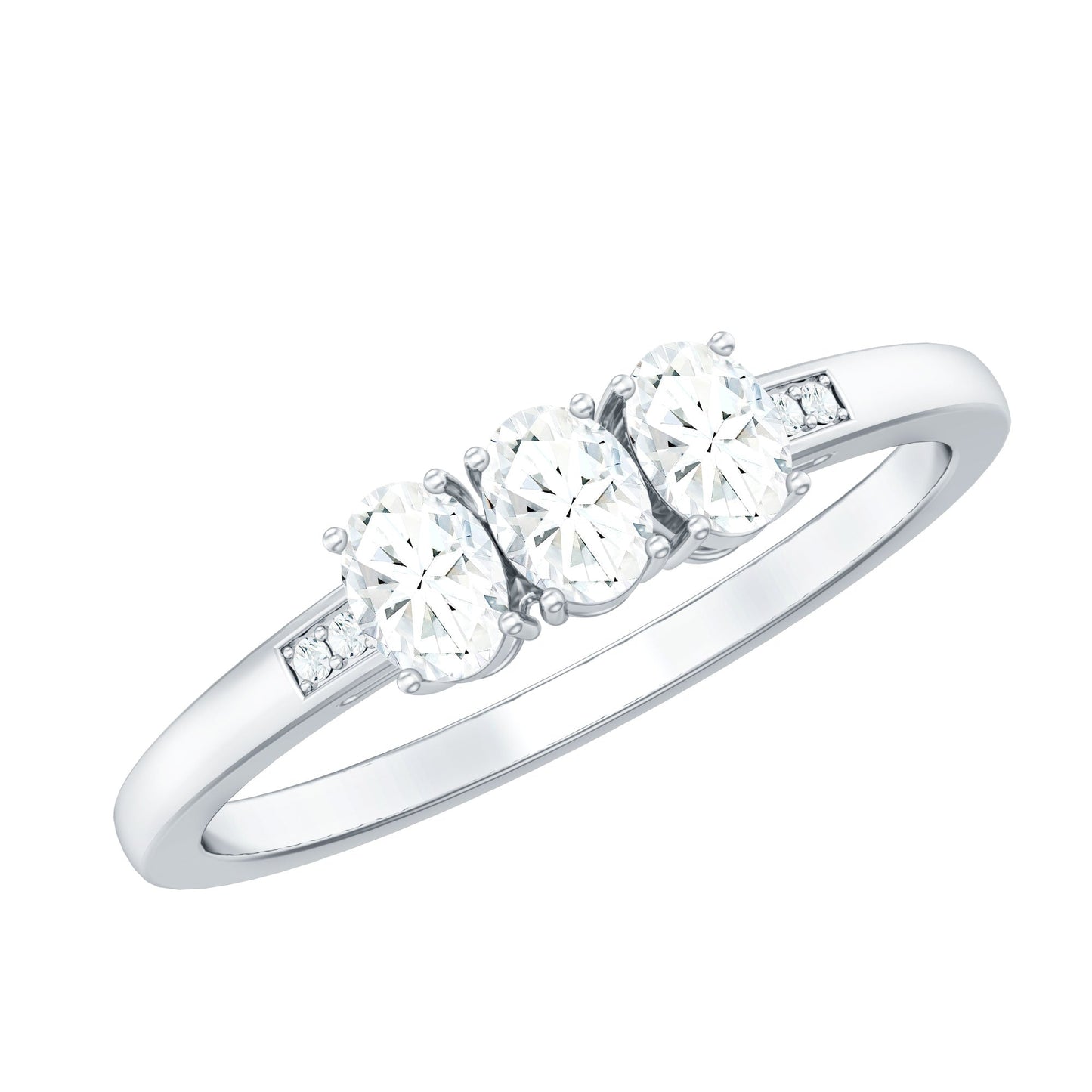 Oval Shaped Moissanite Three Stone Ring for Women