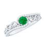 Vintage Style Emerald Engagement Ring with Diamond Bypass Shank