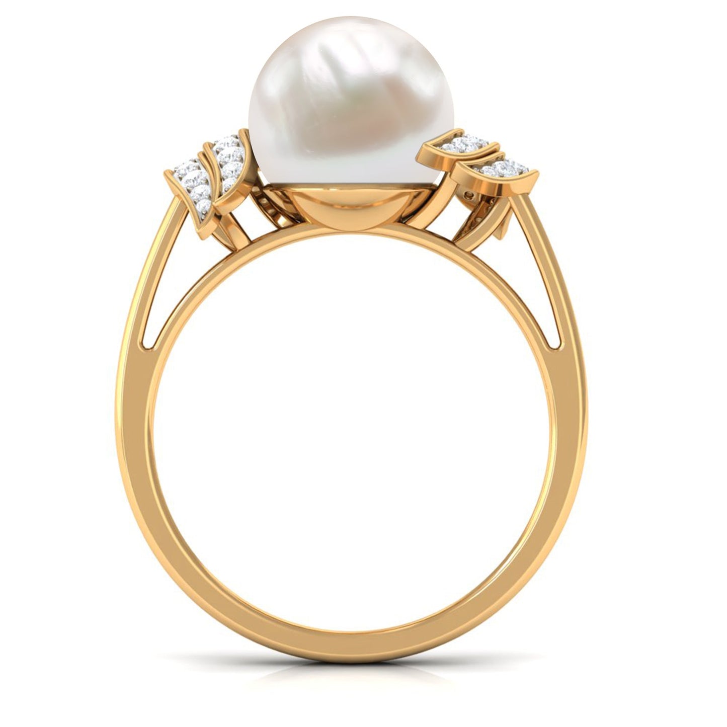 Elegant Freshwater Pearl Solitaire Ring with Diamond Accent