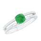 Natural Cushion Cut Emerald Diamond Double Band Engagement Ring