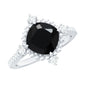 2 Carat Vintage Style Black Spinel Engagement Ring with Diamonds