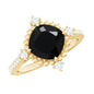 2 Carat Vintage Style Black Spinel Engagement Ring with Diamonds