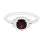 Natural Garnet Cushion Cut Engagement Ring with Diamond Halo