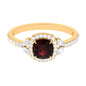 Natural Garnet Cushion Cut Engagement Ring with Diamond Halo