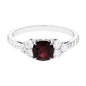 Natural 3.2 Carat Garnet Cushion Cut Engagement Ring with Diamond Trio