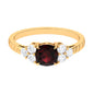 Natural 3.2 Carat Garnet Cushion Cut Engagement Ring with Diamond Trio