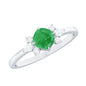 Certified Real Cushion Cut Emerald Engagement Ring with Diamond Trio