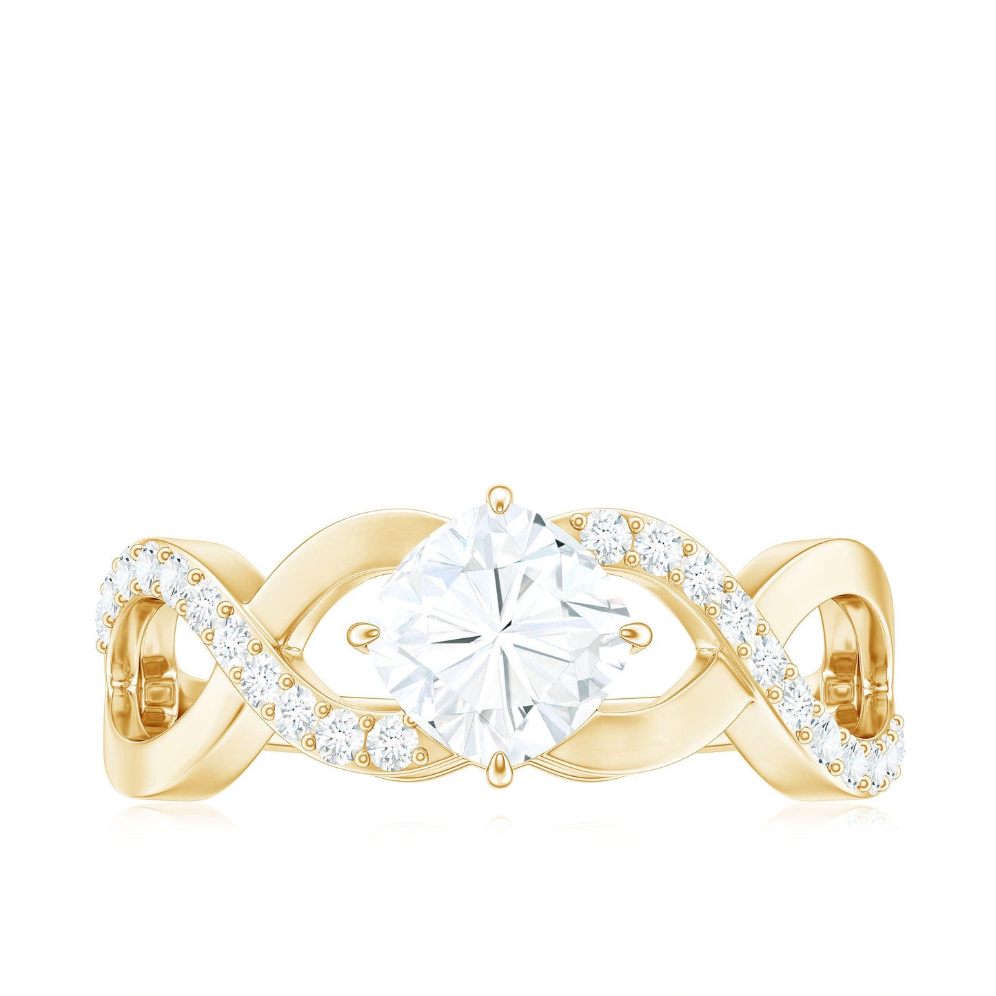 Cushion Cut Moissanite Infinity Band Engagement Ring