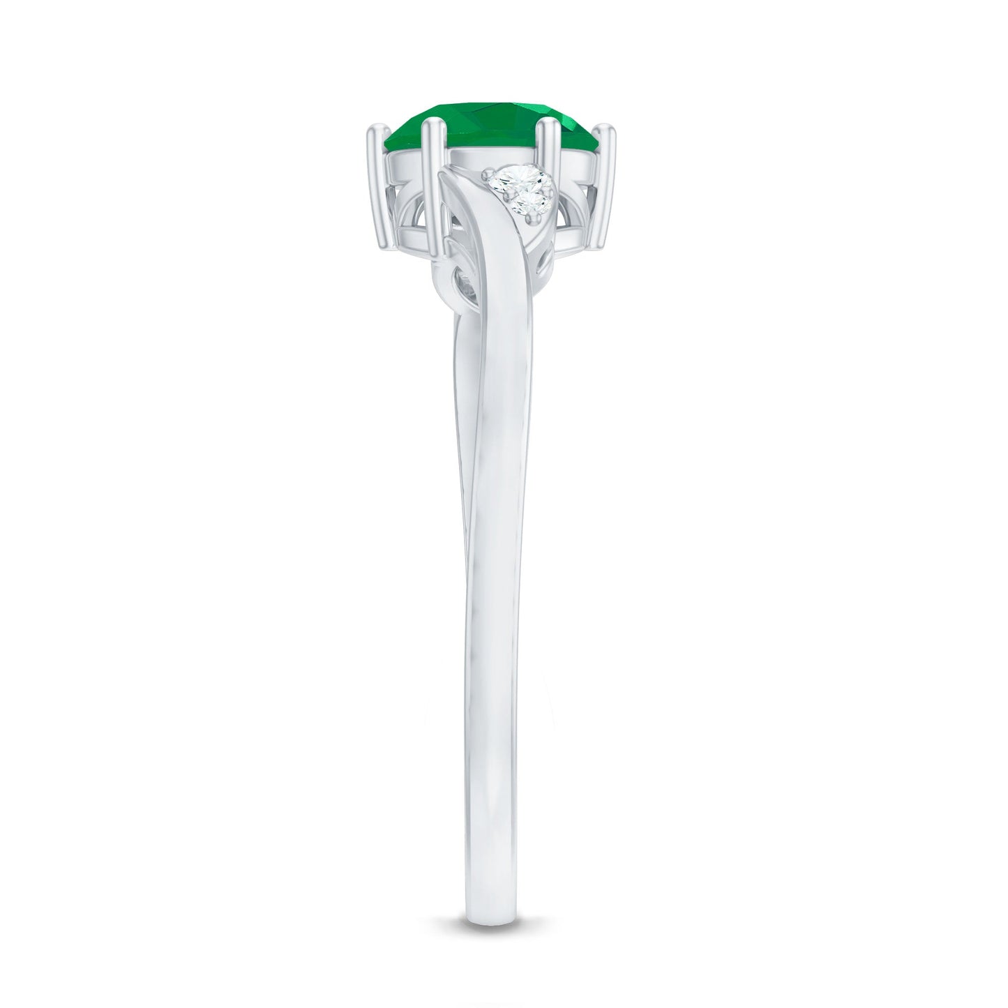 Certified Natural Emerald Promise Ring with Diamond