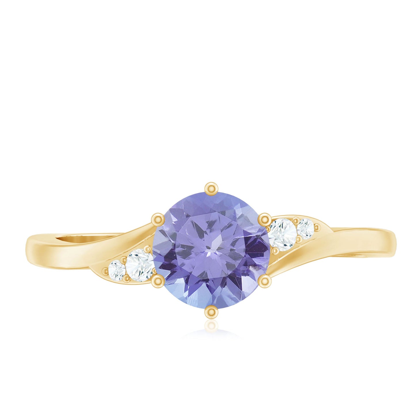 Natural Tanzanite Promise Ring with Diamond Bypass Shank