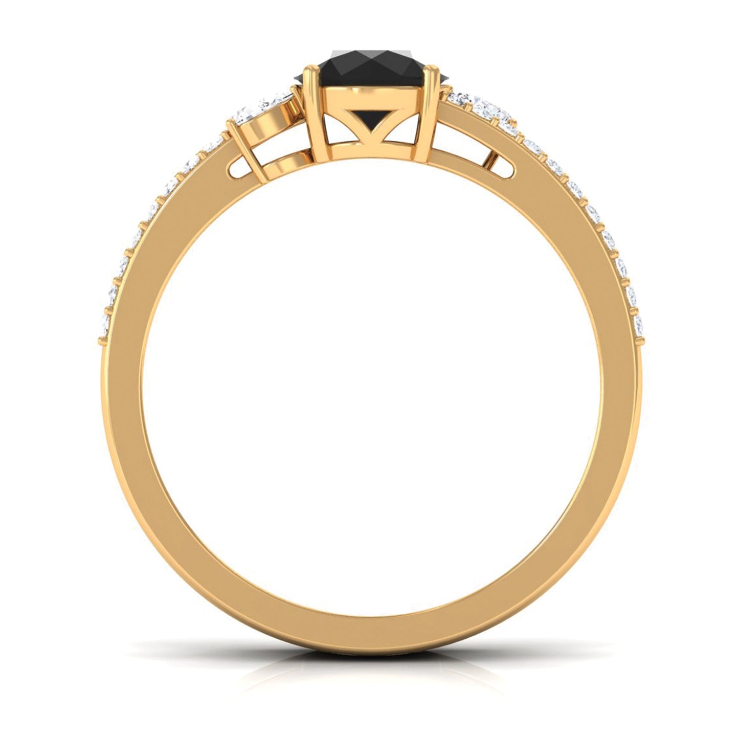 Solitaire Created Black Diamond and Diamond Double Band Engagement Ring