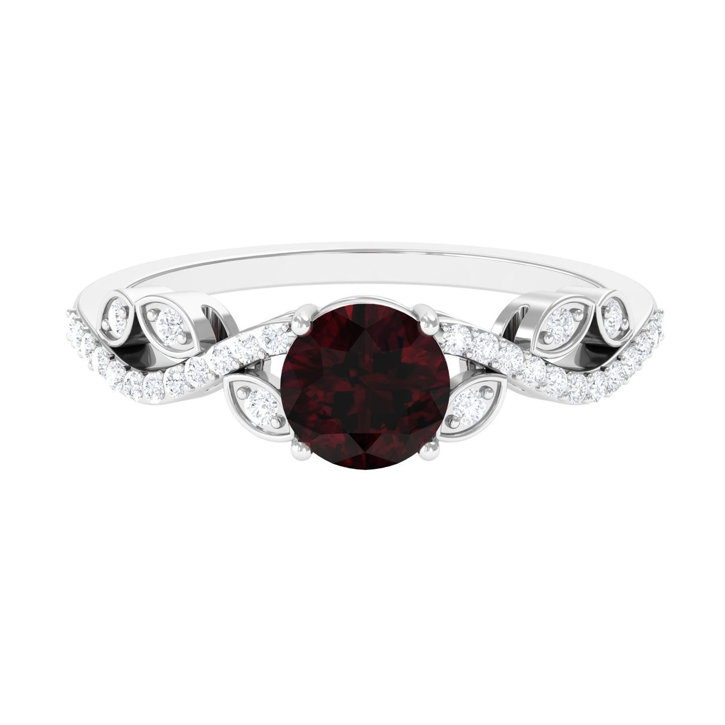 Nature Inspired Garnet Engagement Ring with Diamond