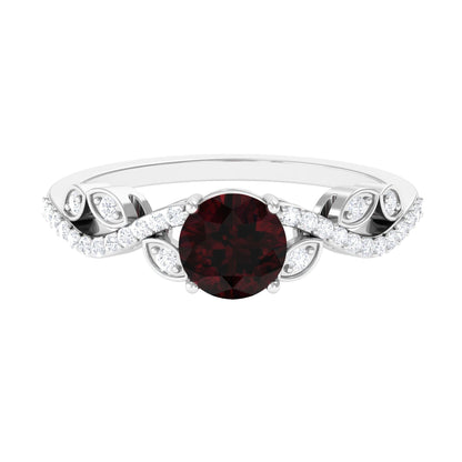 Nature Inspired Garnet Engagement Ring with Diamond