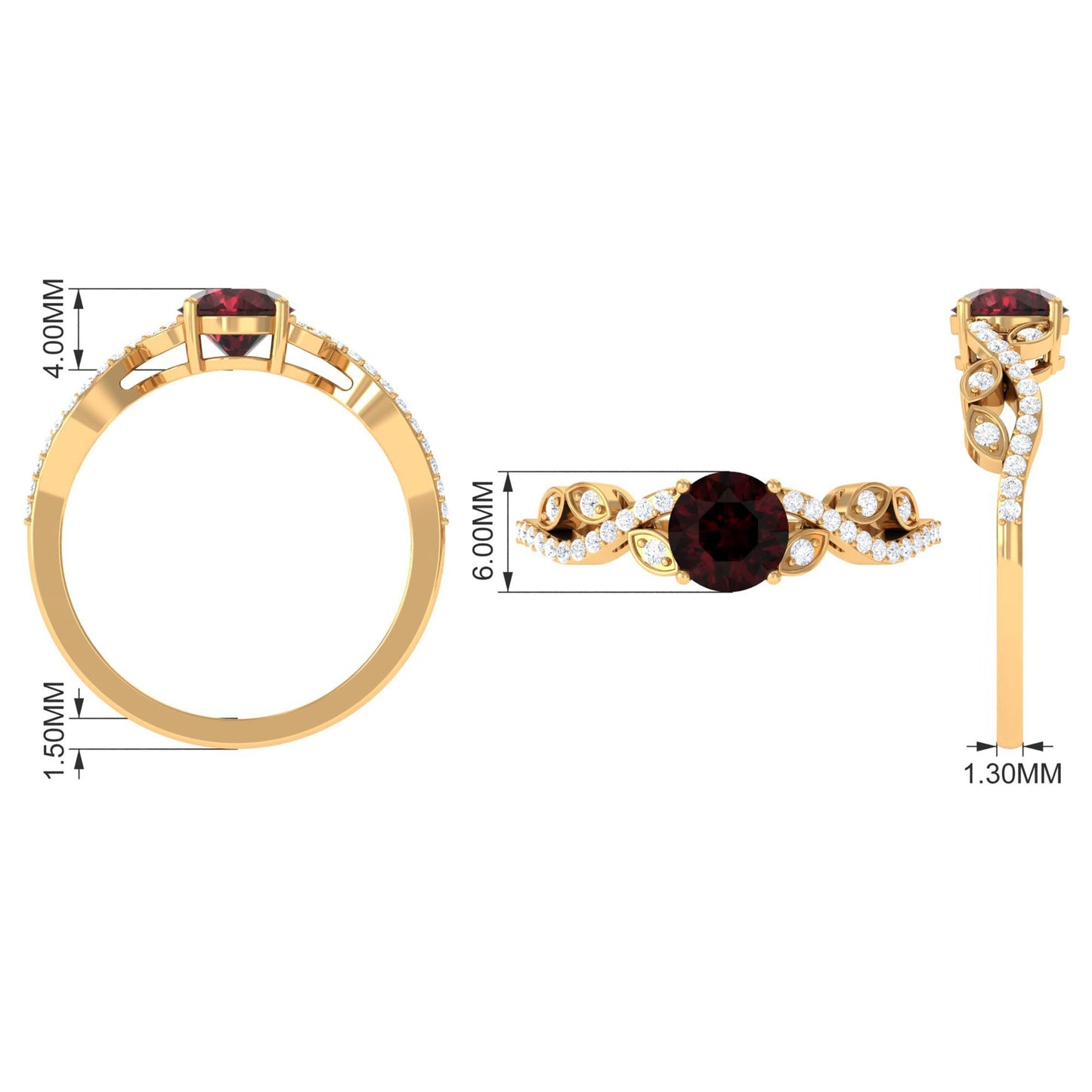 Nature Inspired Garnet Engagement Ring with Diamond