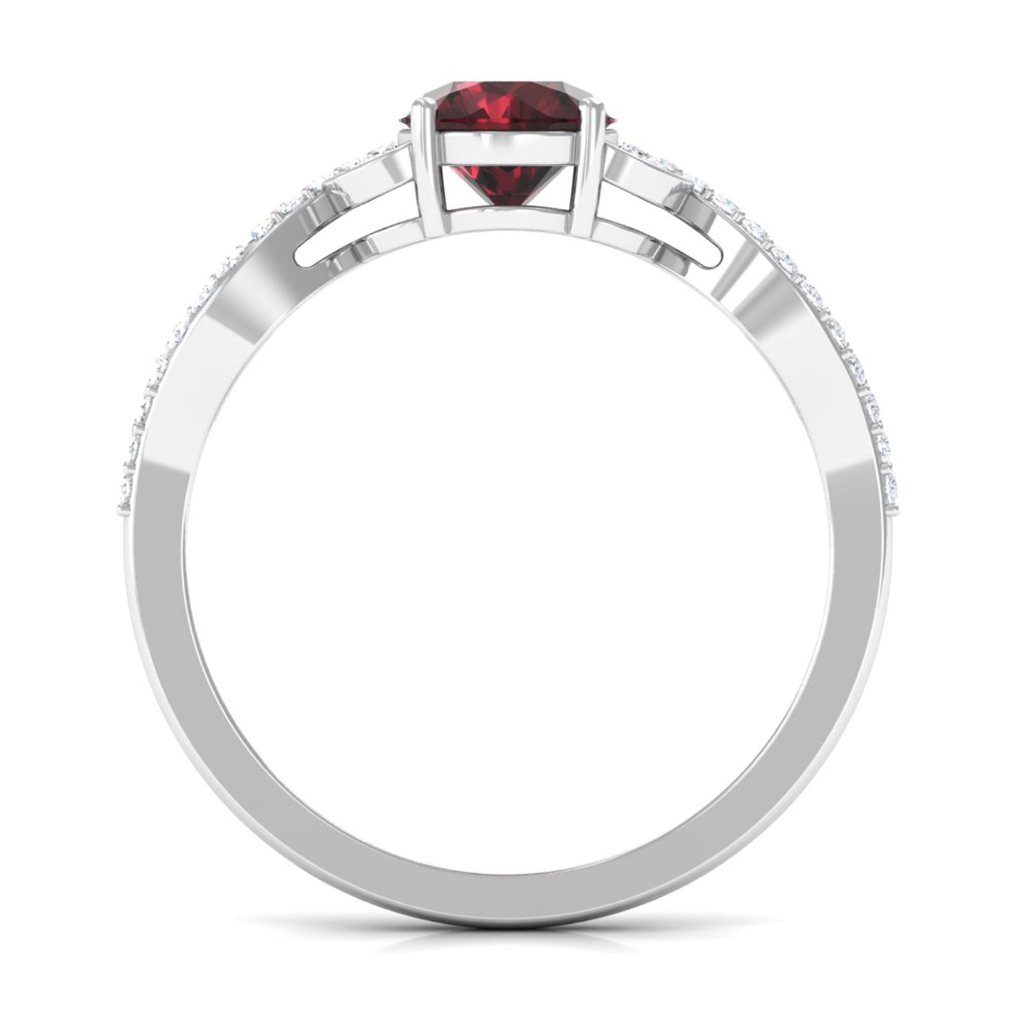 Nature Inspired Garnet Engagement Ring with Diamond