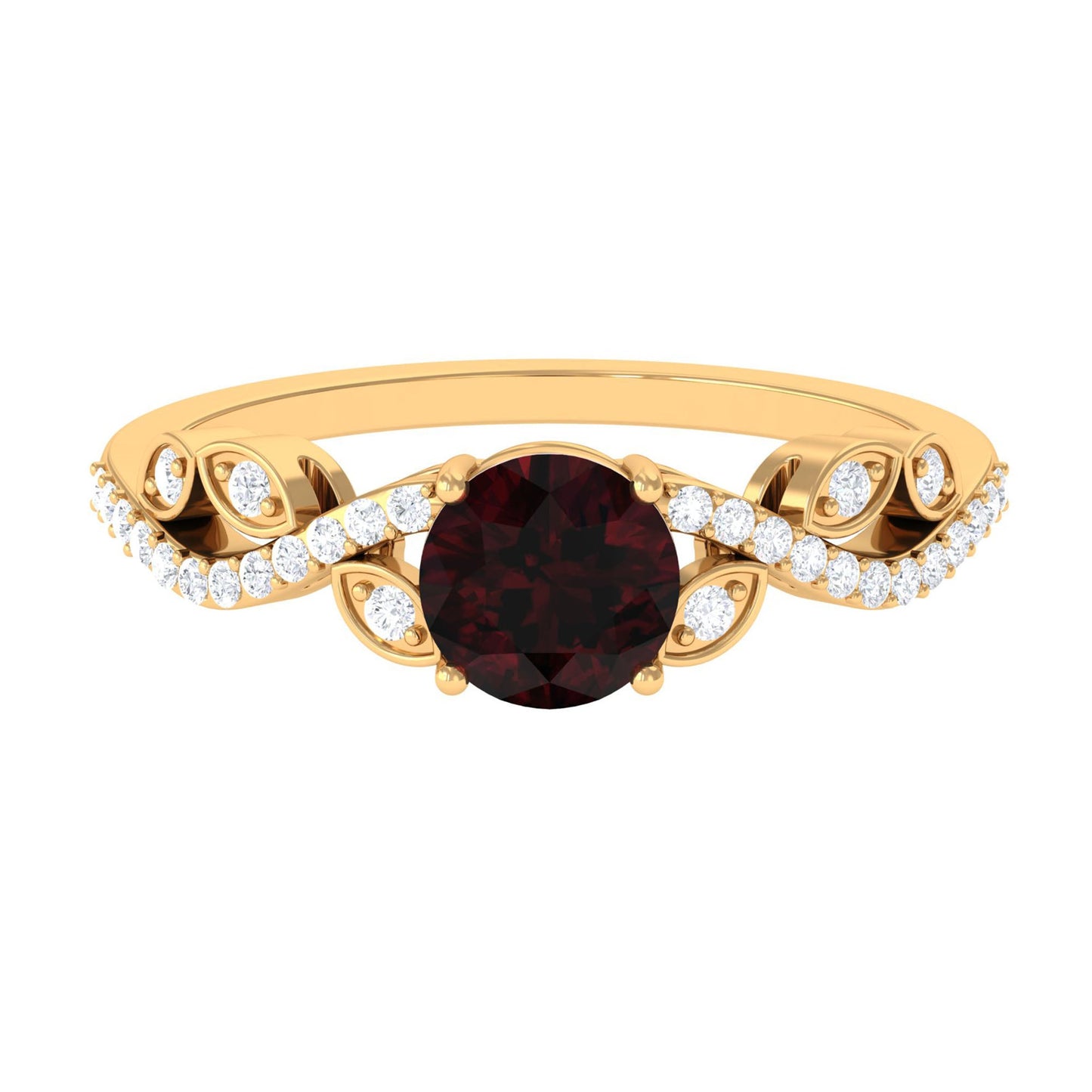 Nature Inspired Garnet Engagement Ring with Diamond