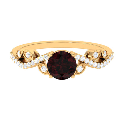 Nature Inspired Garnet Engagement Ring with Diamond