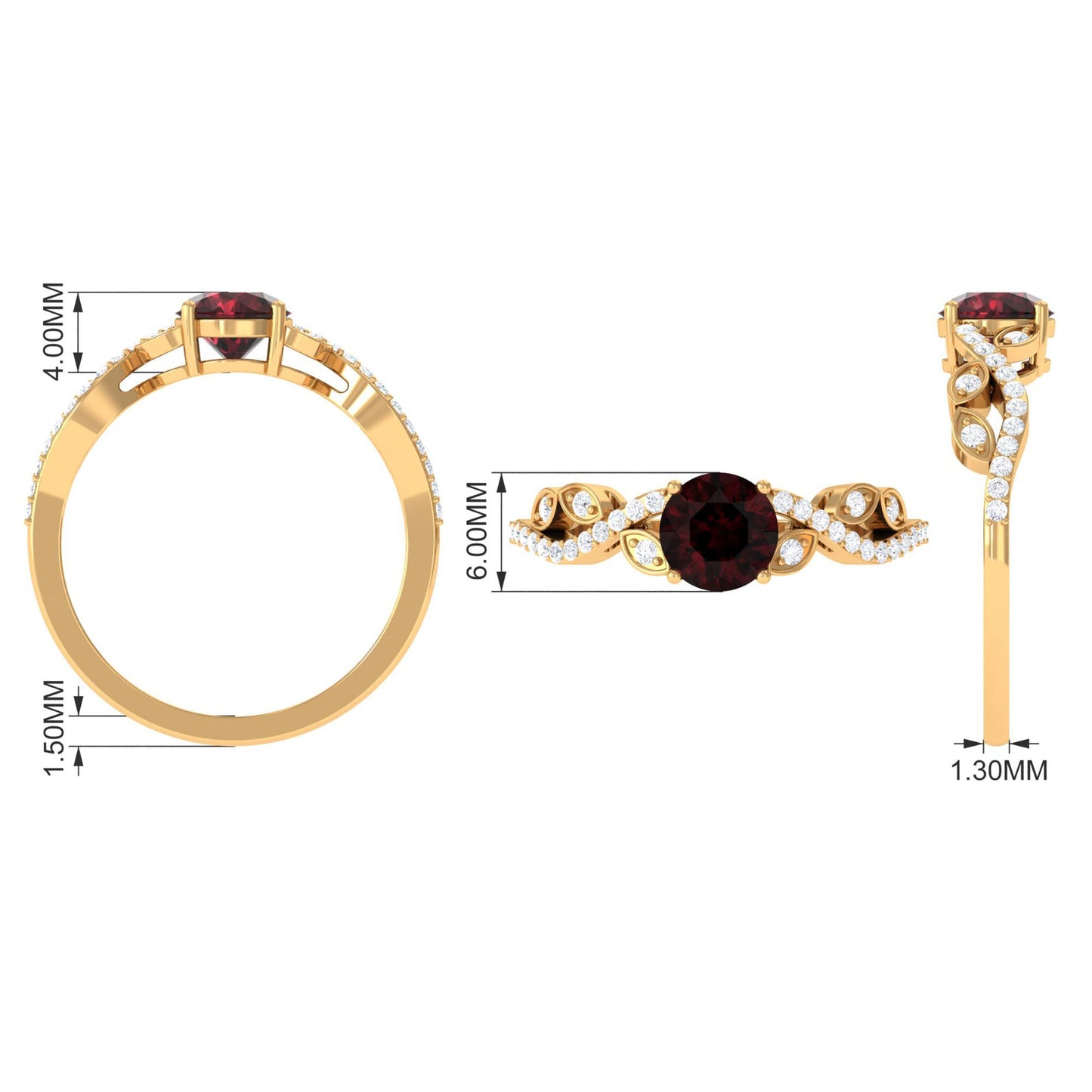 Nature Inspired Garnet Engagement Ring with Diamond