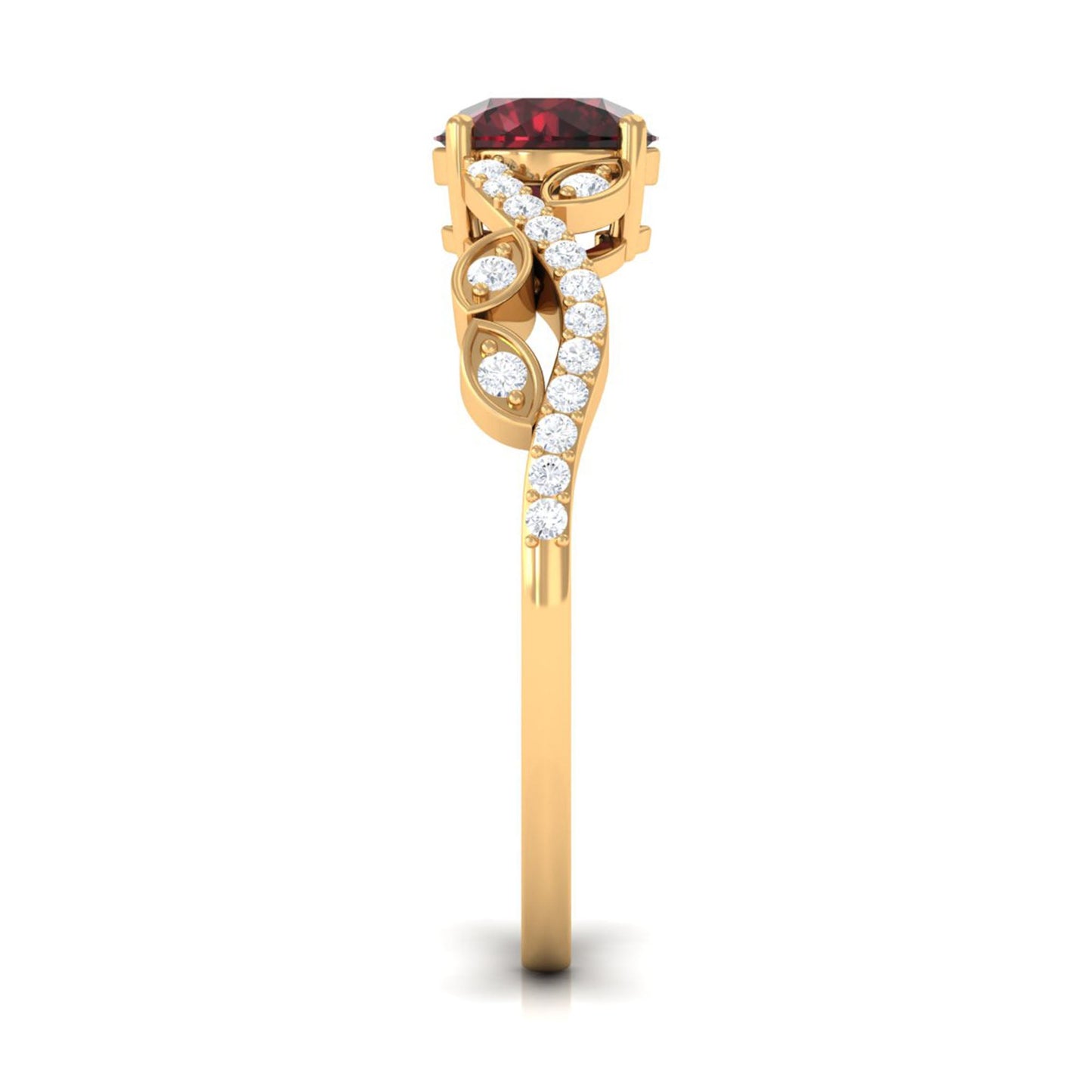 Nature Inspired Garnet Engagement Ring with Diamond