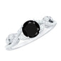 Certified 1.3 Carat Lab Grown Black Diamond Solitaire Engagement Ring with White Diamond
