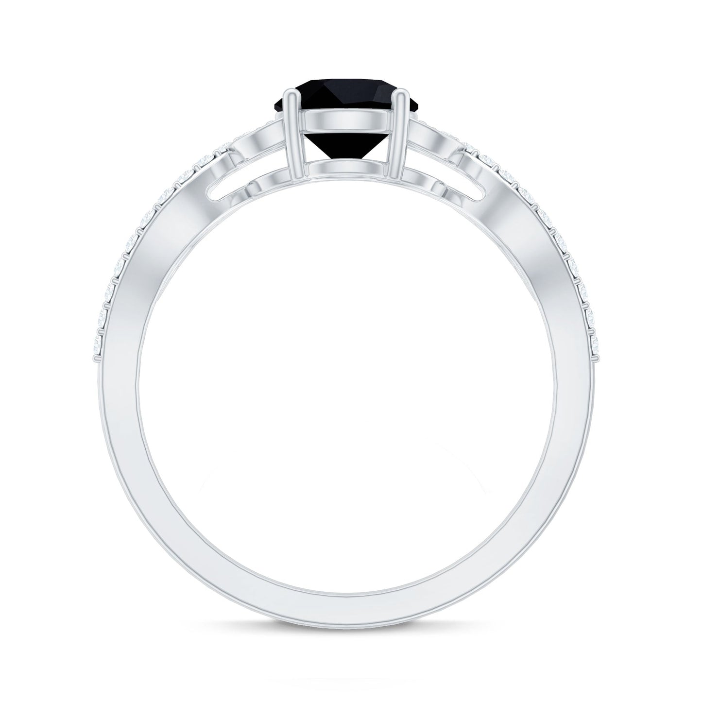 Certified 1.3 Carat Lab Grown Black Diamond Solitaire Engagement Ring with White Diamond