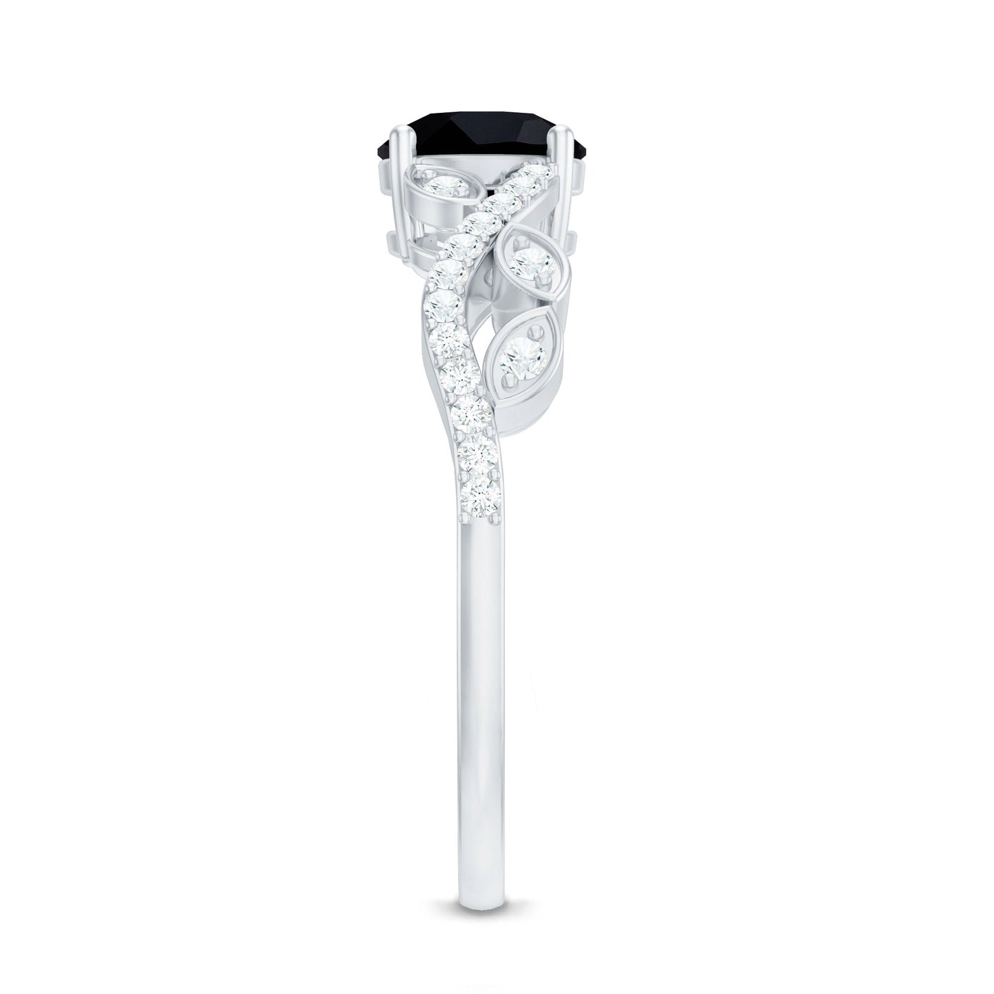 Certified 1.3 Carat Lab Grown Black Diamond Solitaire Engagement Ring with White Diamond