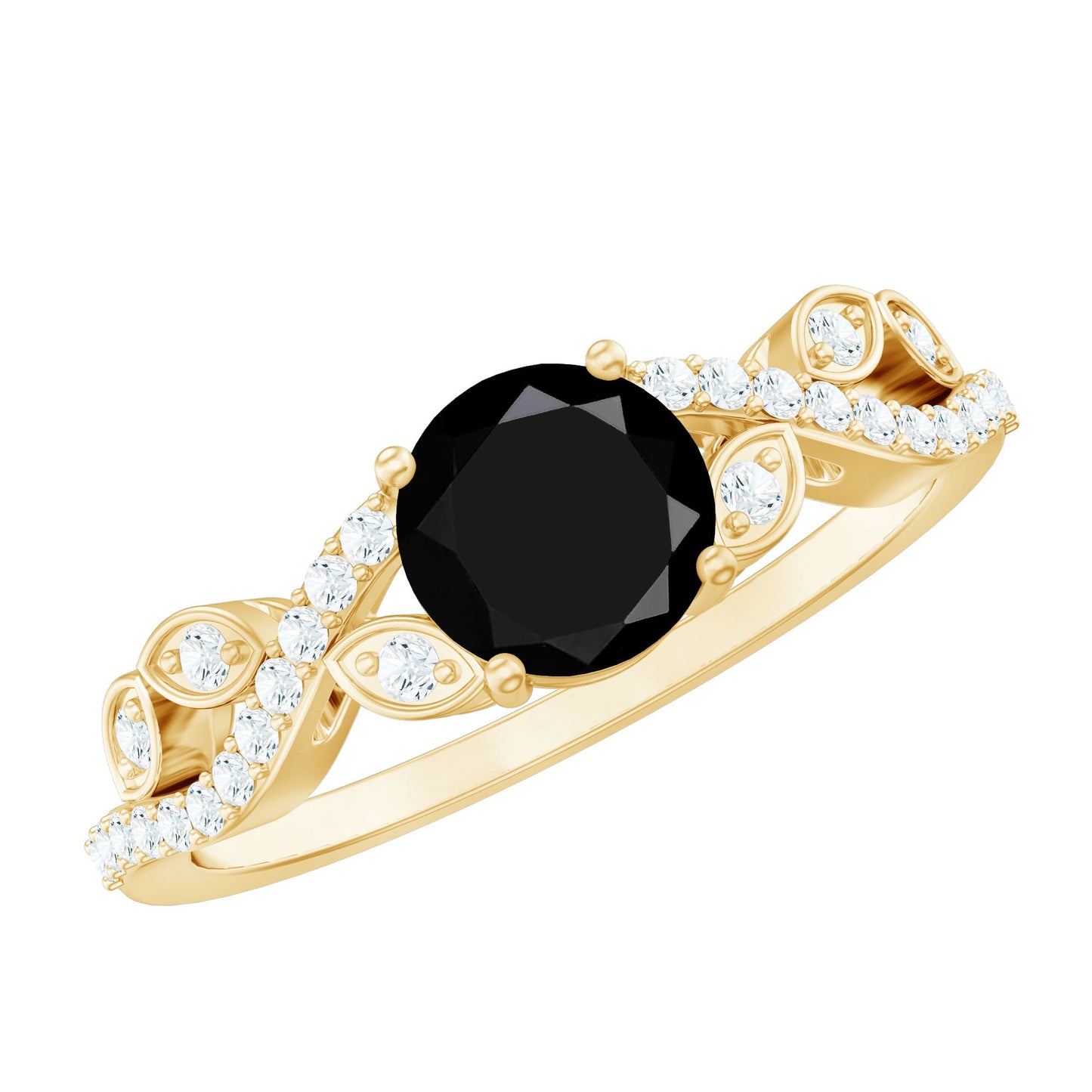 Certified 1.3 Carat Lab Grown Black Diamond Solitaire Engagement Ring with White Diamond