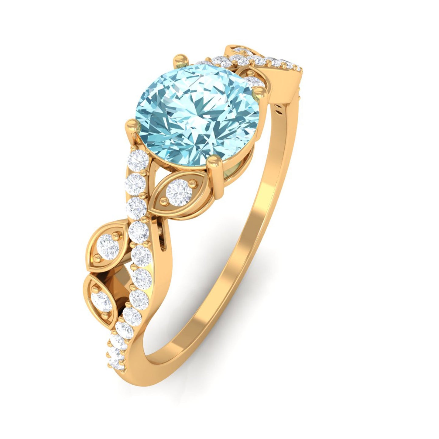 Nature Inspired Aquamarine Diamond Engagement Ring