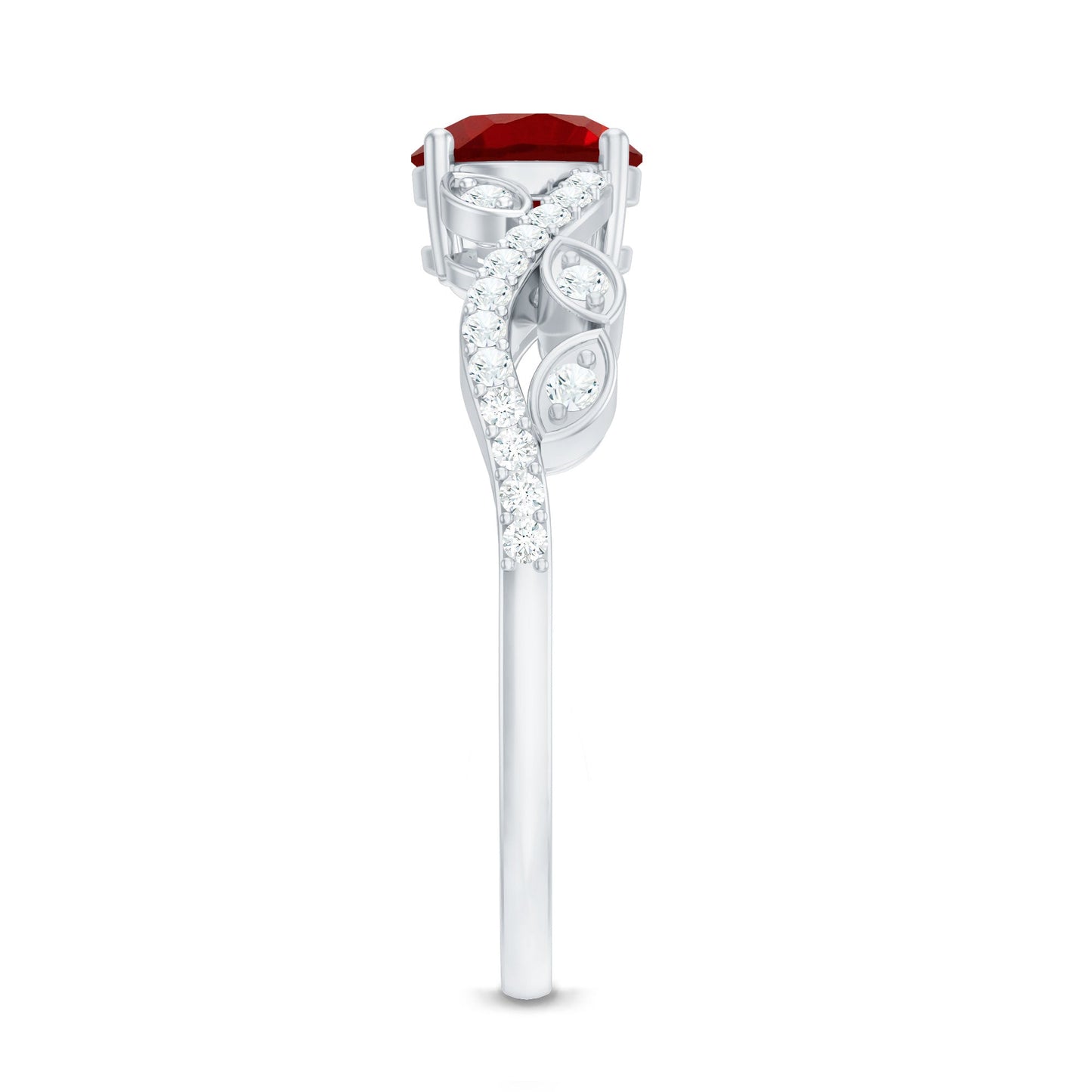 Nature Inspired Lab Created Ruby Engagement Ring with Diamonds