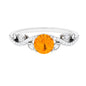 0.7 Carat Round Shape Fire Opal Designer Engagement Ring with Diamond