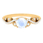Round Shape Moonstone Designer Engagement Ring with Diamond