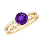 1.2 Carat Amethyst Double Band Engagement Ring with Diamond