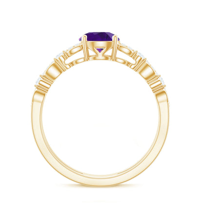 1.2 Carat Amethyst Double Band Engagement Ring with Diamond