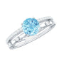 Natural Aquamarine Double Band Engagement Ring with Diamond