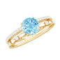 Natural Aquamarine Double Band Engagement Ring with Diamond