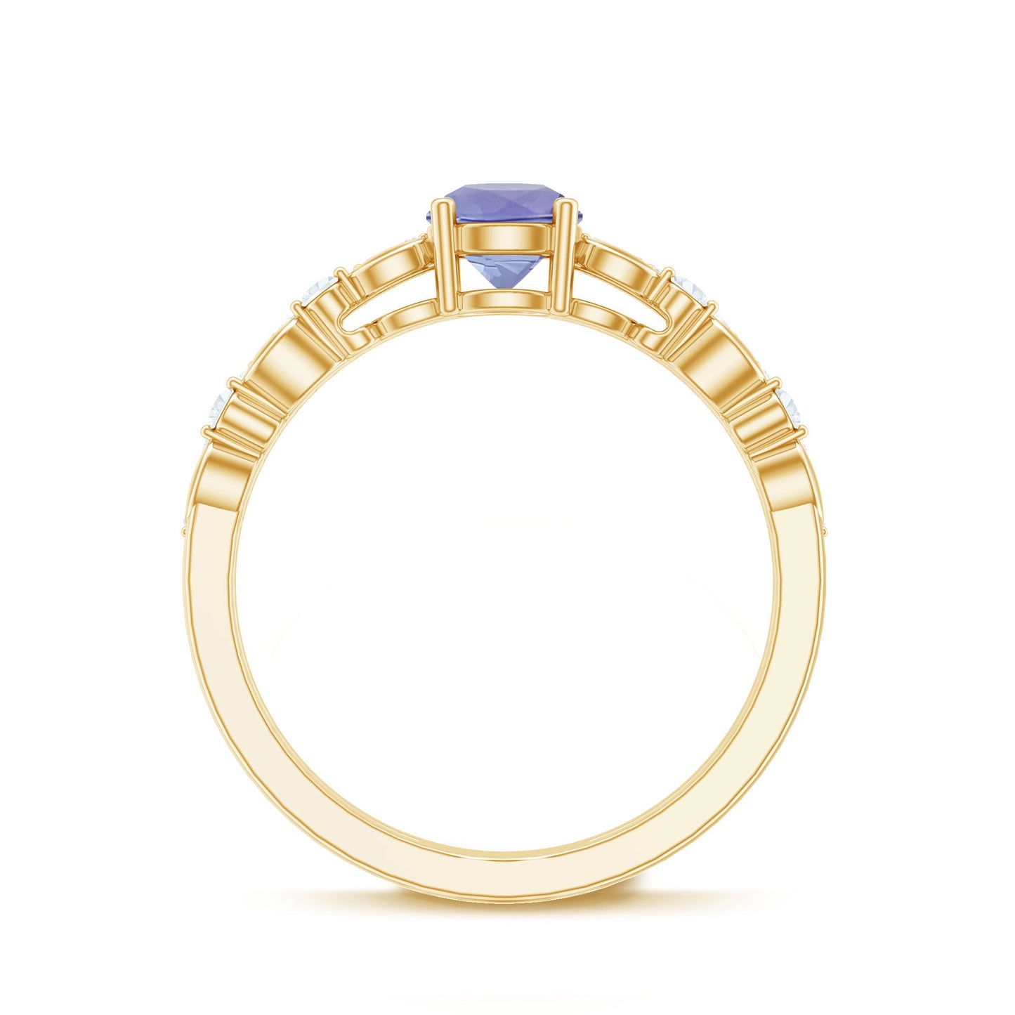 Certified Real Tanzanite Double Band Engagement Ring with Diamond