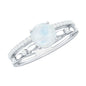 0.3 Carat Moonstone Double Band Solitaire Engagement Ring with Diamond