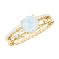 0.3 Carat Moonstone Double Band Solitaire Engagement Ring with Diamond