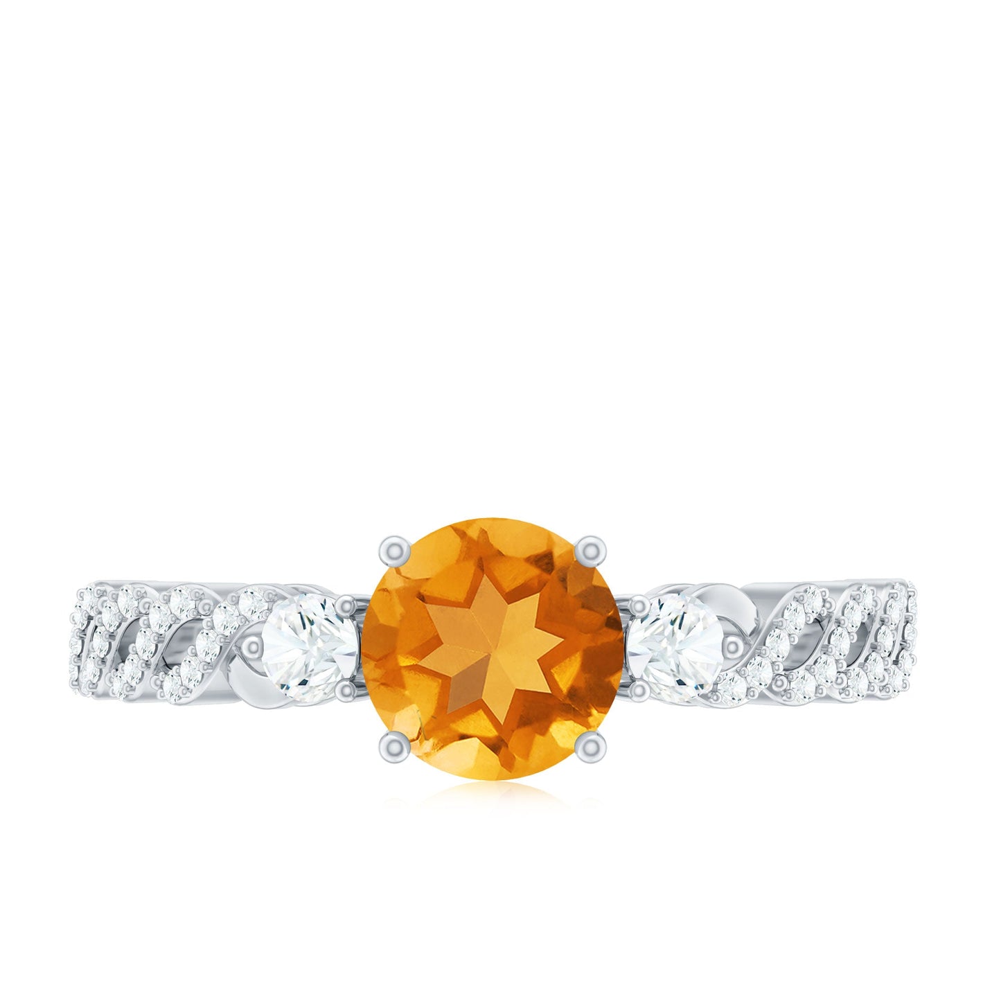 Designer Citrine Engagement Ring with Diamond