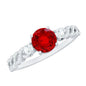 Lab Grown Ruby Designer Ring with Diamond Side Stones